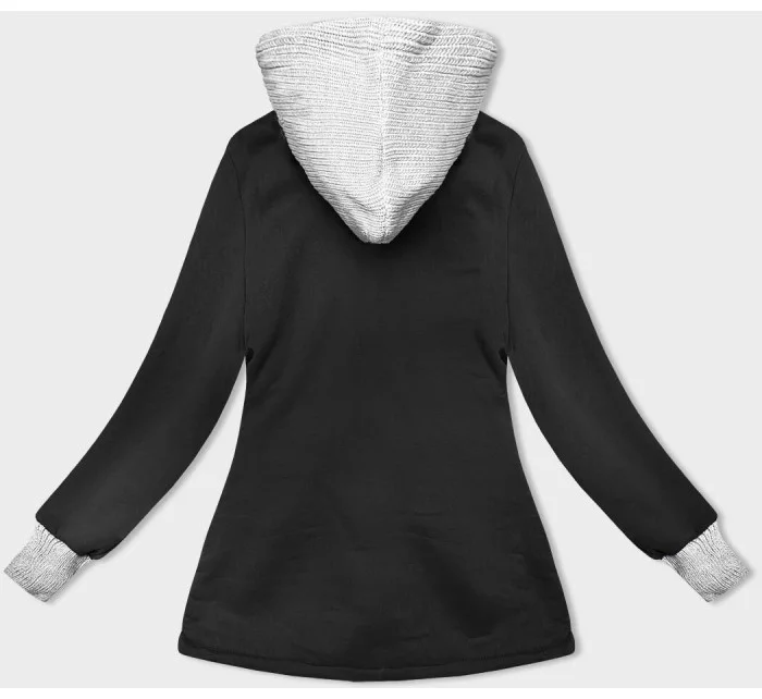 Čierna dámska mikina so svetríkovou kapucňou (AMG-312A) Čierna dámska mikina so svetríkovou kapucňou (AMG-312A)