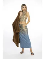 Hnědý dámský oversize kabát model 21247111 - Ann Gissy Hnědý dámský oversize kabát model 21247111 - Ann Gissy