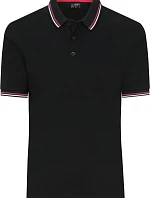 Daiber JN 1306 Pánske polo tričko z hrubého piqué s prúžkami 02.1306 čierne/biele/červené
