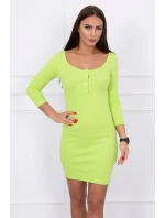 Šaty s výstřihem na knoflíky kiwi