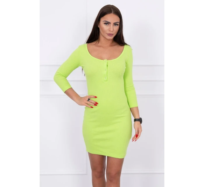 Šaty s výstřihem na knoflíky kiwi