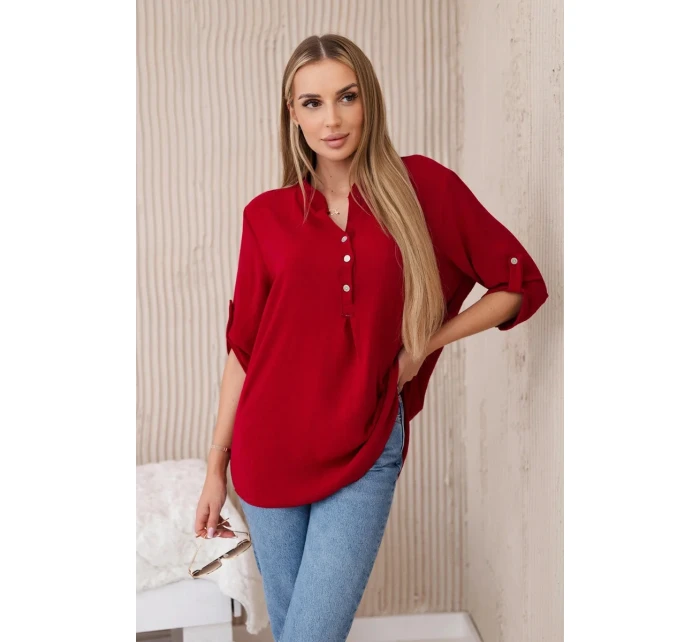 Blúzka s predĺženým chrbtom Burgundská