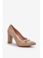 model 21652560 Velurové lodičky na podpatku se srdcem cappuccino - Zazoo