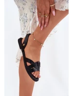 Ploché dámské sandály z eko kůže černé model 21698472 - EVENTO