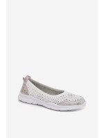 Kožené Ažurové Baleríny S.Barski GR61-5973 Bílé