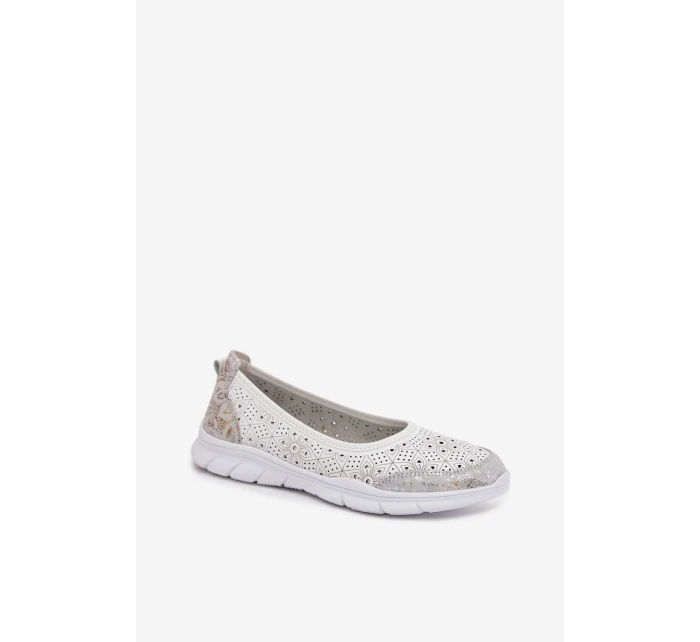 Kožené Ažurové Baleríny S.Barski GR61-5973 Bílé