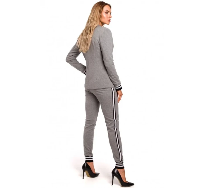 M459 Blejzer s pruhovanými rebrovanými manžetami - čierny