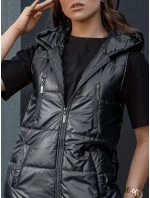 Dámská prošívaná vesta s kapucí dlouhá černá Dstreet model 21979272 - FashionStreet Dámská prošívaná vesta s kapucí dlouhá černá Dstreet model 21979272 - FashionStreet