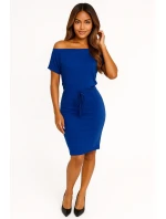 139-12 Športové šaty s krátkymi rukávmi a vreckami - chrpová modrá 139-12 Športové šaty s krátkymi rukávmi a vreckami - chrpová modrá