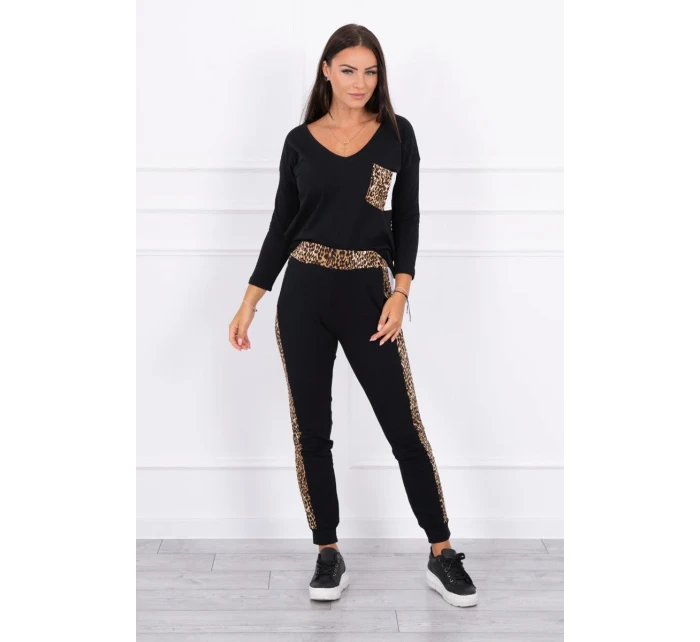 Sada s leopardím potlačou čierna Sada s leopardím potlačou čierna