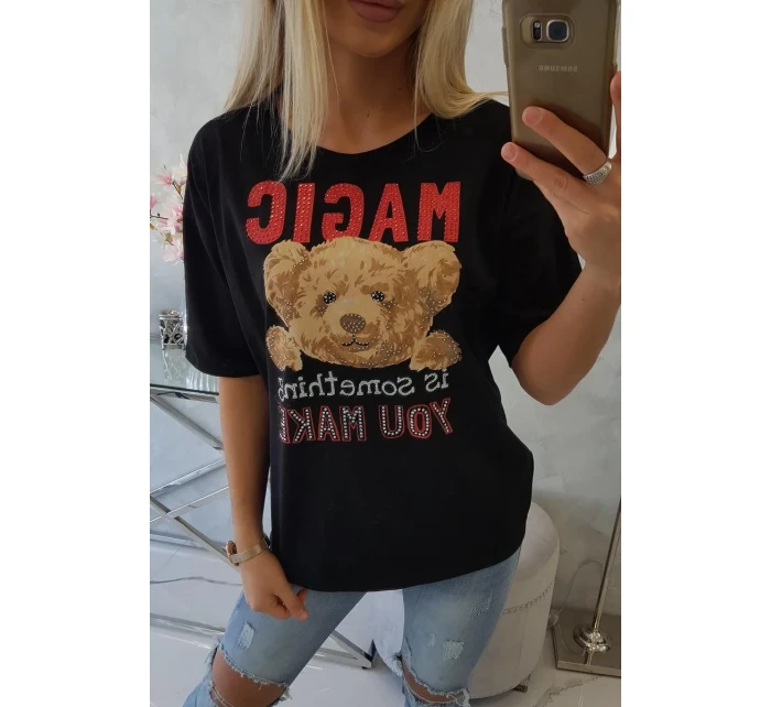 model 18746366 halenka s potiskem černá - K-Fashion