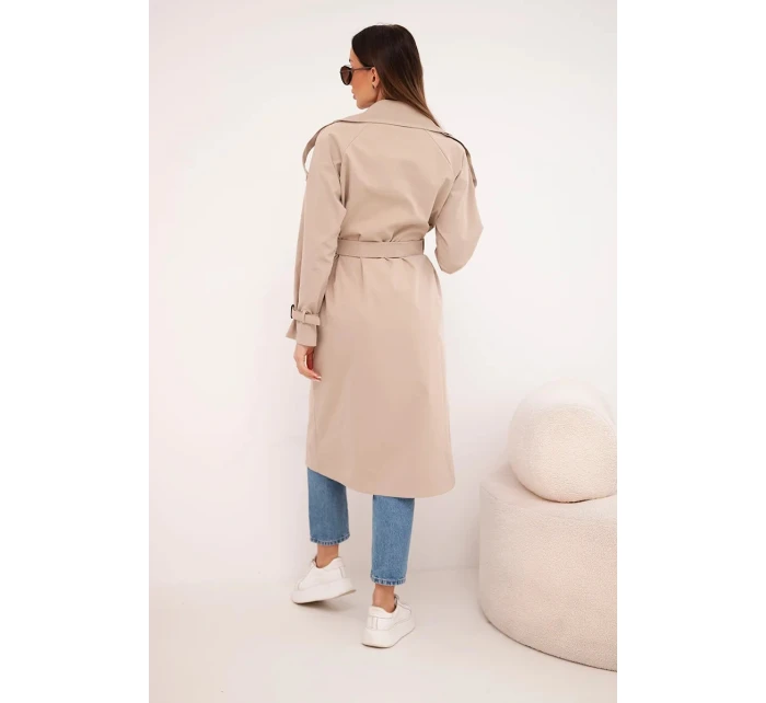 Dámský kabát v pase s límcem camelový Dámský kabát v pase s límcem camelový