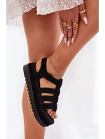 Dámské Sandály Na Platformě Eko Semišové Černé model 21696107 - Boto Dámské Sandály Na Platformě Eko Semišové Černé model 21696107 - Boto