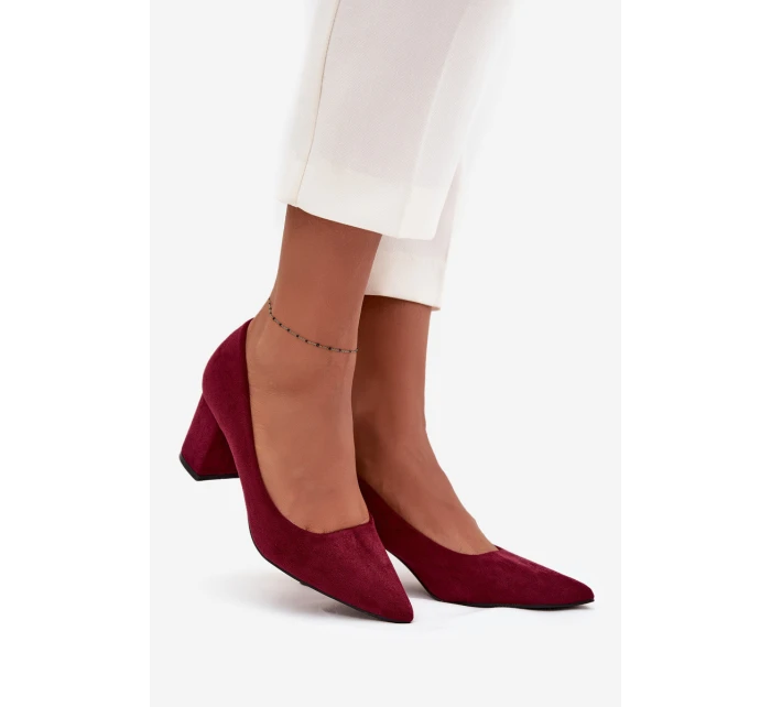 Czółenka Damskie Ze Szpiczastymi Noskami Na Słupku Bordowe Pavira Czółenka Damskie Ze Szpiczastymi Noskami Na Słupku Bordowe Pavira