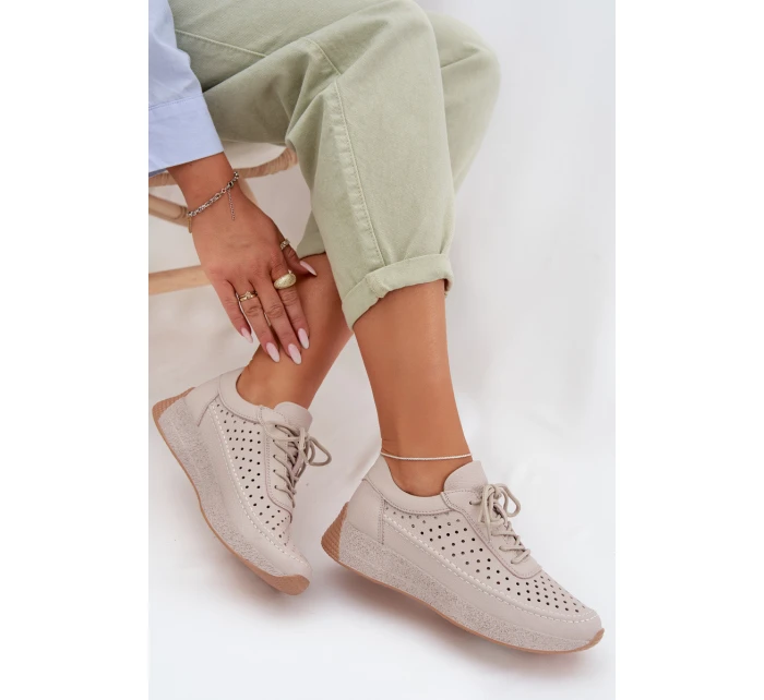 Kožené dámské tenisky s síťovinou Sergio Leone SP-013 šedé