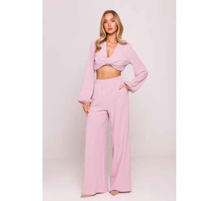 M862 Široké nohavice - krepová ružová