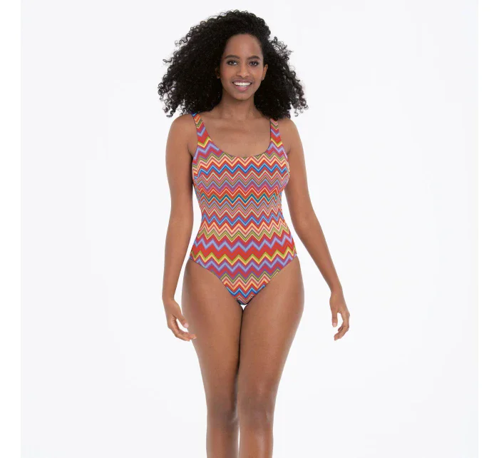 Dámske jednodielne plavky 7718 M3 modro-oranžové - Anita