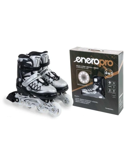 INLINE KORČULE-KORČULE NA KOLIESKOVÉ KORČULE 4V1 ENERO PRO LED 38-41 ŠEDÁ