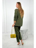 Elegantná súprava saka a nohavíc v khaki farbe