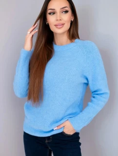 Dámský svetr z baby alpaky s dlouhým rukávem modrý