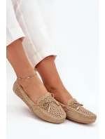 Dámské mokasíny s vzorem a šněrováním Khaki model 21704501 - Boto Dámské mokasíny s vzorem a šněrováním Khaki model 21704501 - Boto