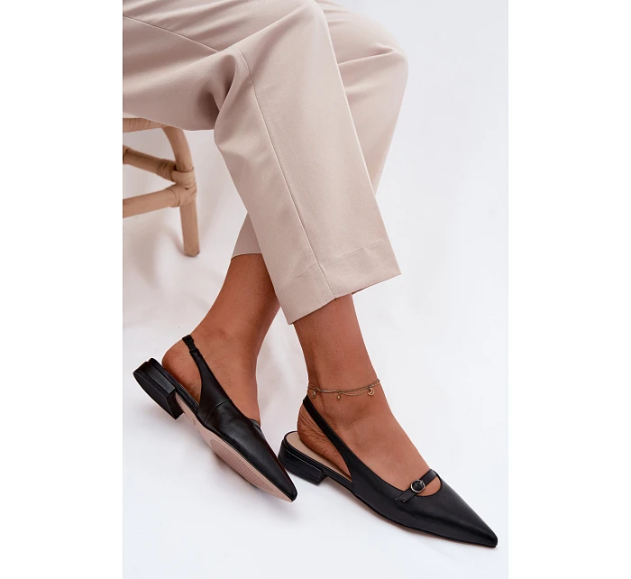 Kožené sandály na nízkém podpatku model 22123100 Černé - Maciejka