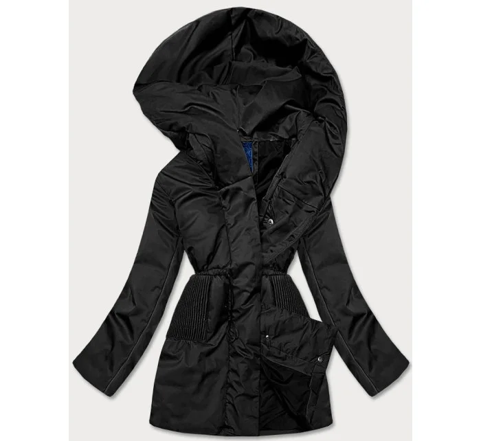 Čierna dámska bunda s kapucňou (HO-22)