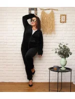 Čierna dámska tepláková súprava plus size s kapucňou na zips (8216)