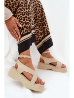 Dámské sandály na platformě a klínu eko kůže béžové model 21688746 - Boto Dámské sandály na platformě a klínu eko kůže béžové model 21688746 - Boto