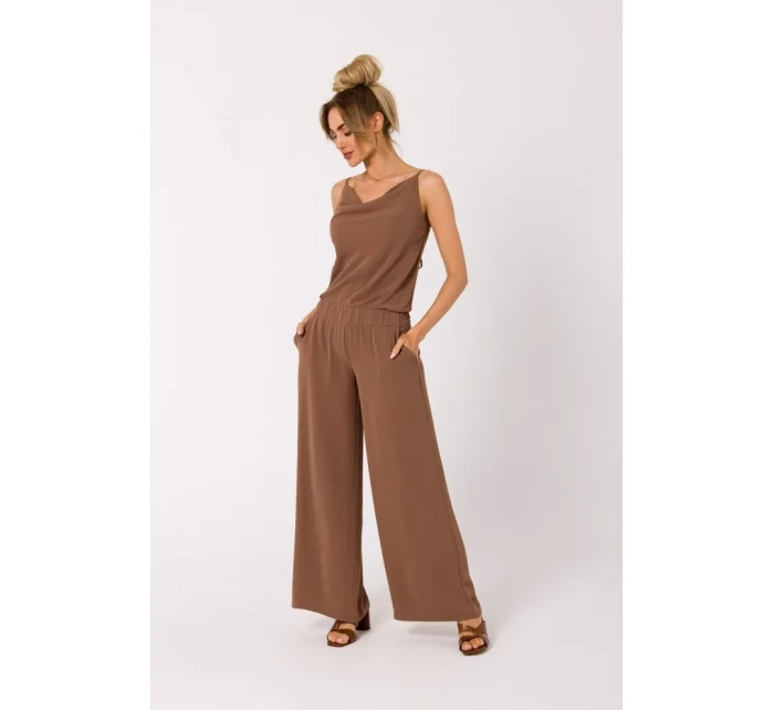 M737 Kombinéza so špagetovými ramienkami - čokoládová M737 Kombinéza so špagetovými ramienkami - čokoládová