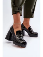 Lakované dámské polobotky na podpatku černé D&A model 21655795 - S.Barski