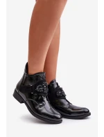 Lakované Dámské Boty S Ozdobou Zateplené Černé model 21671780 - S.Barski