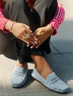 Zamszowe Mokasyny Damskie Big Star RR274943 Niebieskie