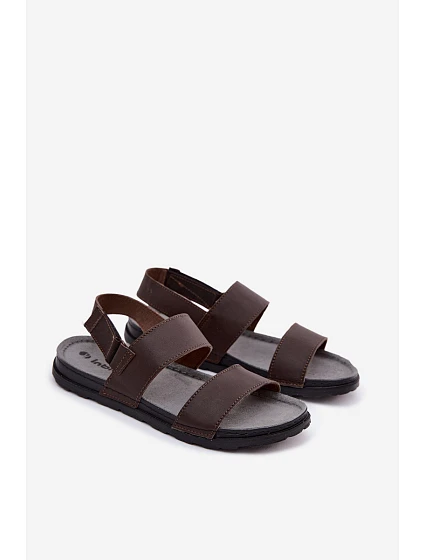 Kožené Pánské Sandály  Tmavě hnědé model 22200764 - Inblu