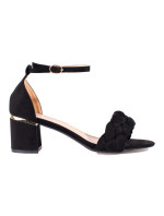 Dizajnové dámske sandále čierne na širokom podpätku
