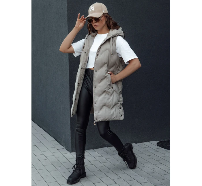 Dámská prošívaná vesta s kapucí béžová Dstreet model 21979810 - FashionStreet