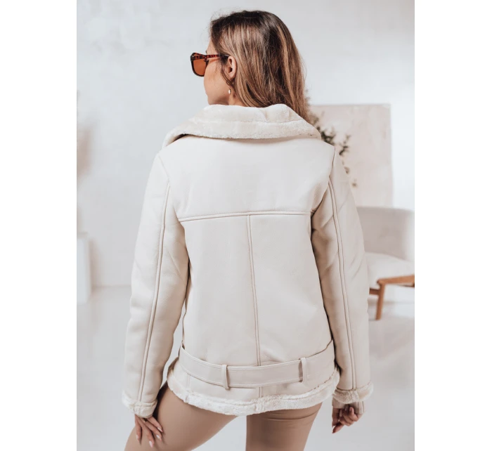 Dámská kožená bunda s ovčí kůží bílá Dstreet model 21981574 - FashionStreet