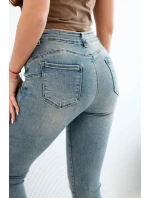 Dámské kalhoty s pushup efektem a pasem modré model 21908635 - K-Fashion
