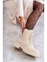 Dámske zateplené kožené čižmy Dorchen light beige