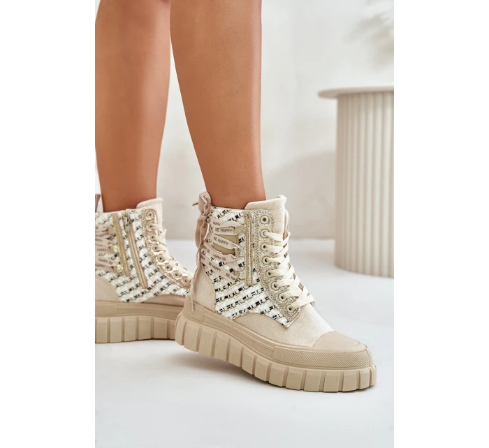 Vysoké Dámské Tenisky Na Masivní Platformě Světle Béžové model 21671400 - Boto
