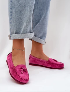 Dámské Ploché Klasické Semišové Mokasíny model 21686063 Fuchsie - S.Barski