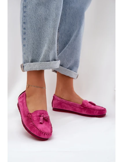 Dámské Ploché Klasické Semišové Mokasíny model 21686063 Fuchsie - S.Barski