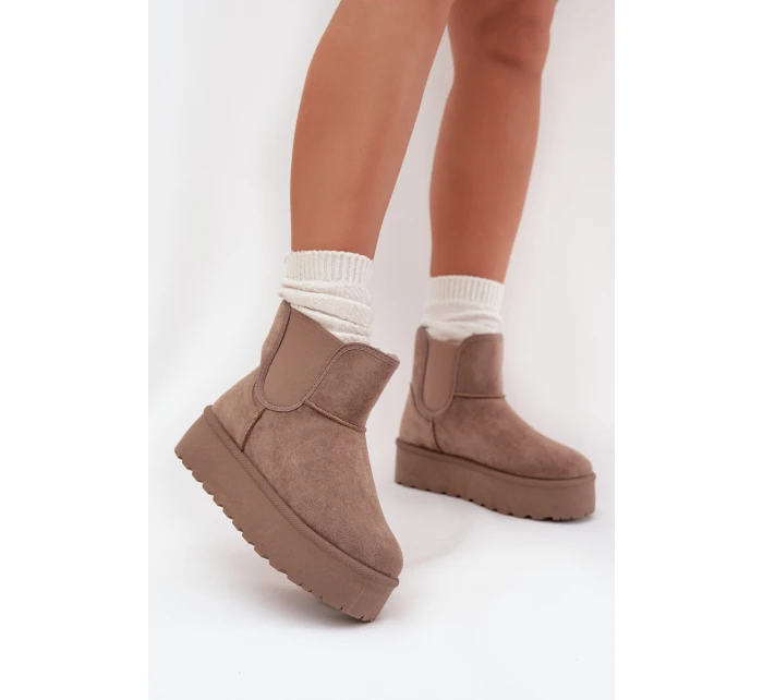 Damskie Śniegowce Z Elastyczną Wstawką Khaki Kiora