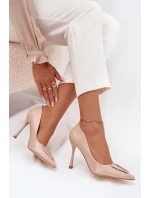 Lakierowane Szpilki Ze Złotym Detalem Beżowe Paivelle