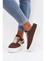 Dámské tenisky na platformě z eko semiše hnědé Cadrina Dámské tenisky na platformě z eko semiše hnědé Cadrina