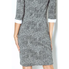 Dámske spoločenské šaty COLLAR short SAF-110-2 sivá/biela - Numoco Dámske spoločenské šaty COLLAR short SAF-110-2 sivá/biela - Numoco