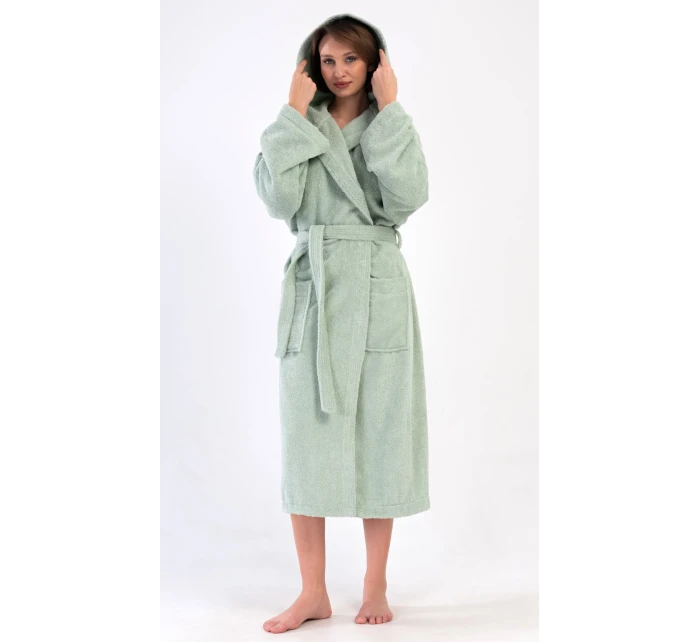 Dámsky dlhý župan s kapucňou Mint