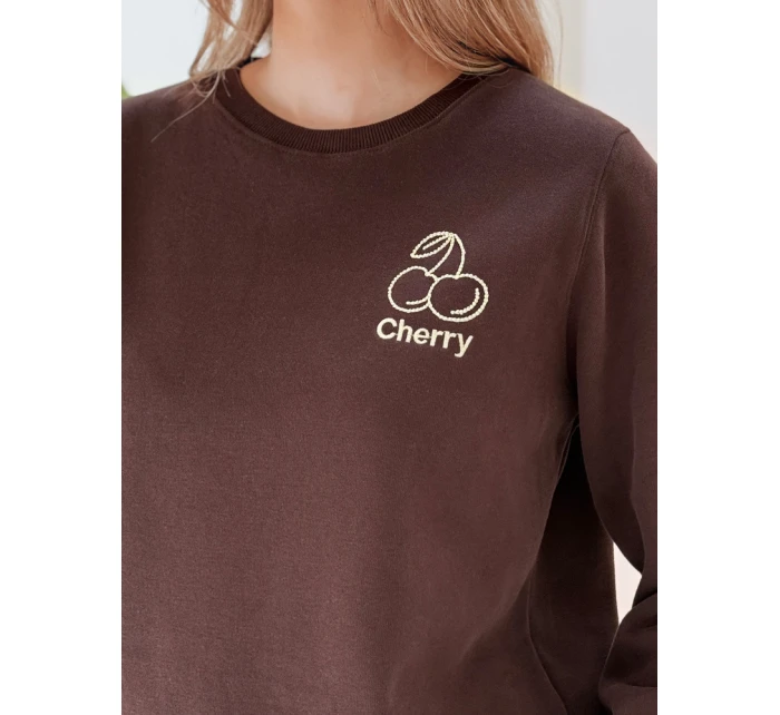 Dámská oversize mikina s výšivkou hnědá Dstreet model 21988045 - FashionStreet Dámská oversize mikina s výšivkou hnědá Dstreet model 21988045 - FashionStreet