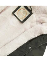 Dámská zimní bunda parka v army barvě s kapucí a odepínací kožešinovou podšívkou model 21242121 - Libland