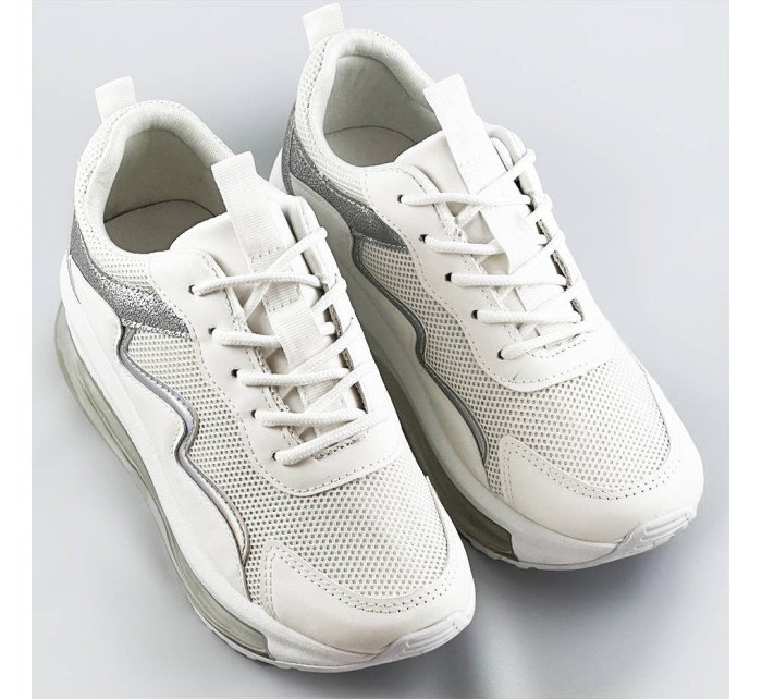 Biele dámske športové topánky s transparentnou podrážkou (YM-148)